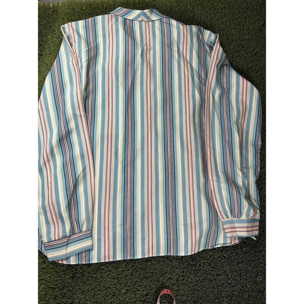 Vintage 1970’s LAURA MAE Striped Long sleeve Polyester Scarf Collar Size 38 - Picture 9 of 11